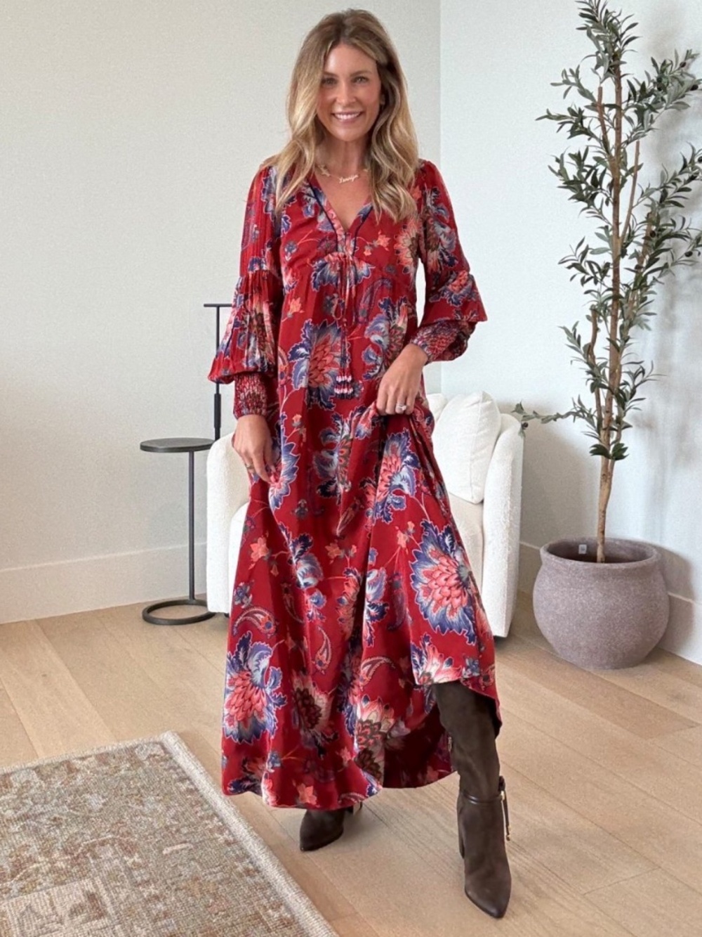 Farm Rio Luang Long Sleeve Maxi Dress XS NWT